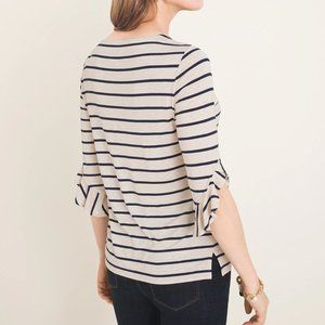 Chico's Printed Ruffle Elbow-Sleeve Top